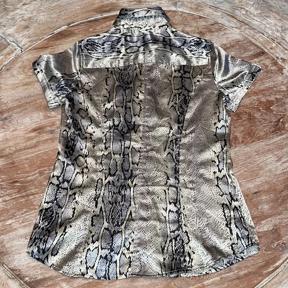 VERTIGO PARIS Silky Snakeskin Animal Print Blouse Size S - Picture 3 of 8